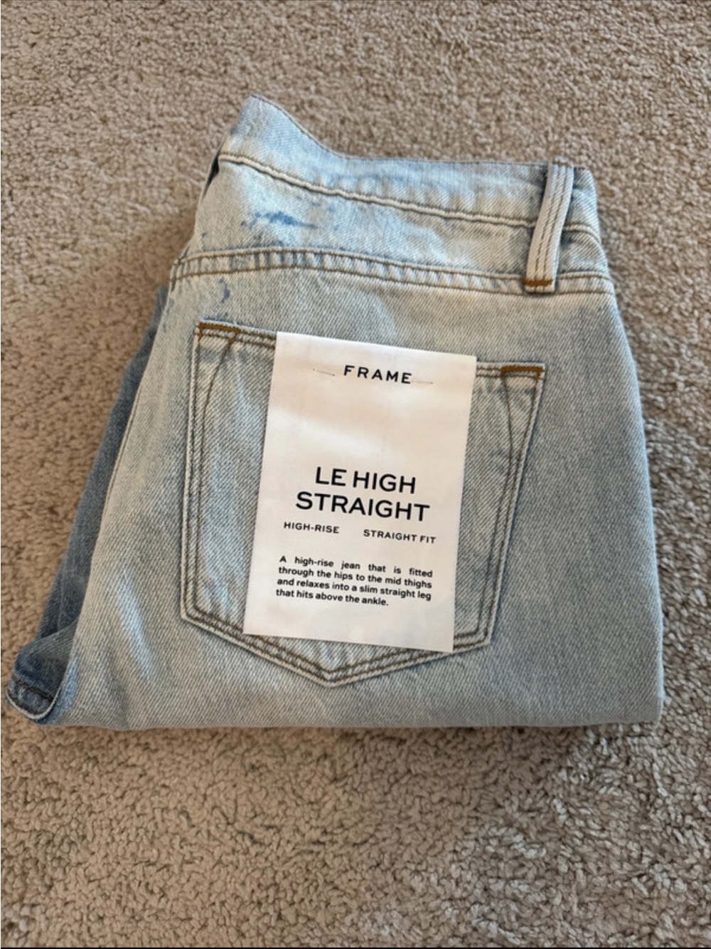 NWT FRAME Le High Straight Jeans Size 25 Light Wash Distressed Denim